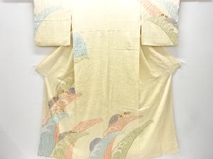 絞り波に片輪車模様刺繍訪問着